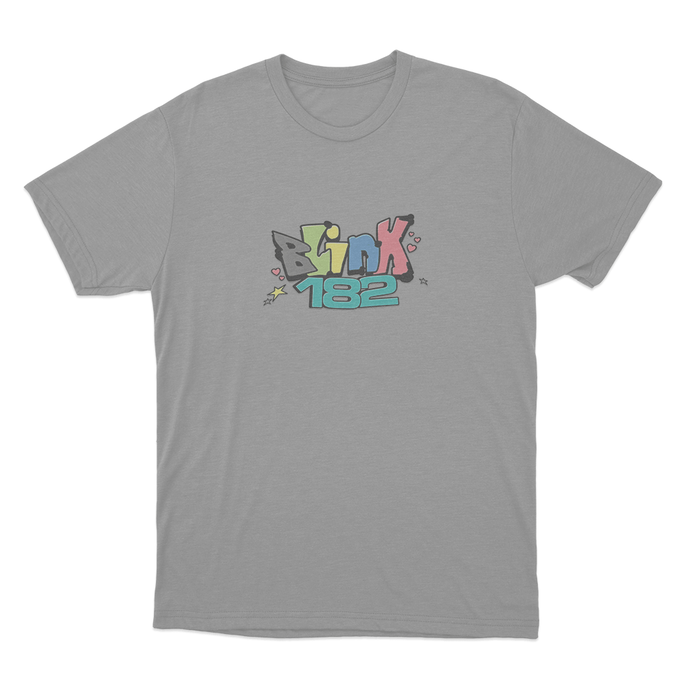 Blink-182 Graffiti Logo Unisex T Shirt Grey Blink 182 Graffiti Logo Unisex T Shirt Grey