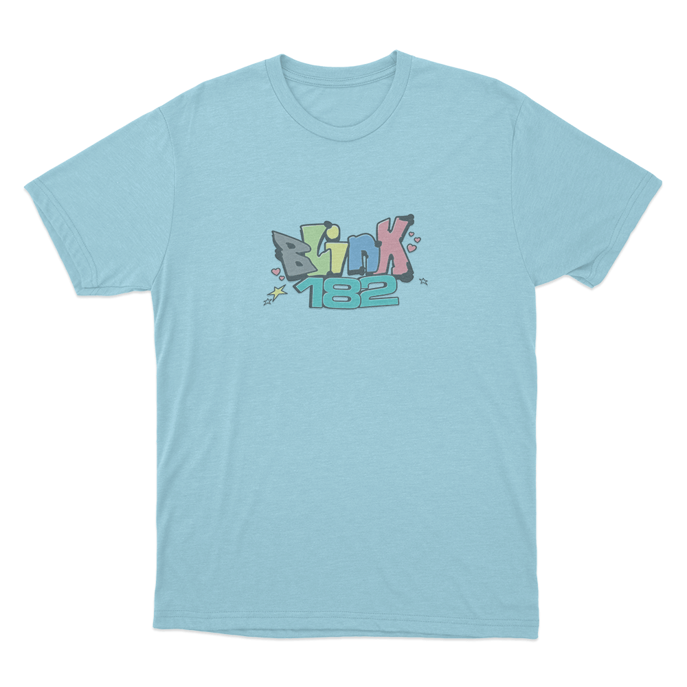 Blink-182 Graffiti Logo Unisex T Shirt Sky Blue Blink 182 Graffiti Logo Unisex T Shirt Sky Blue