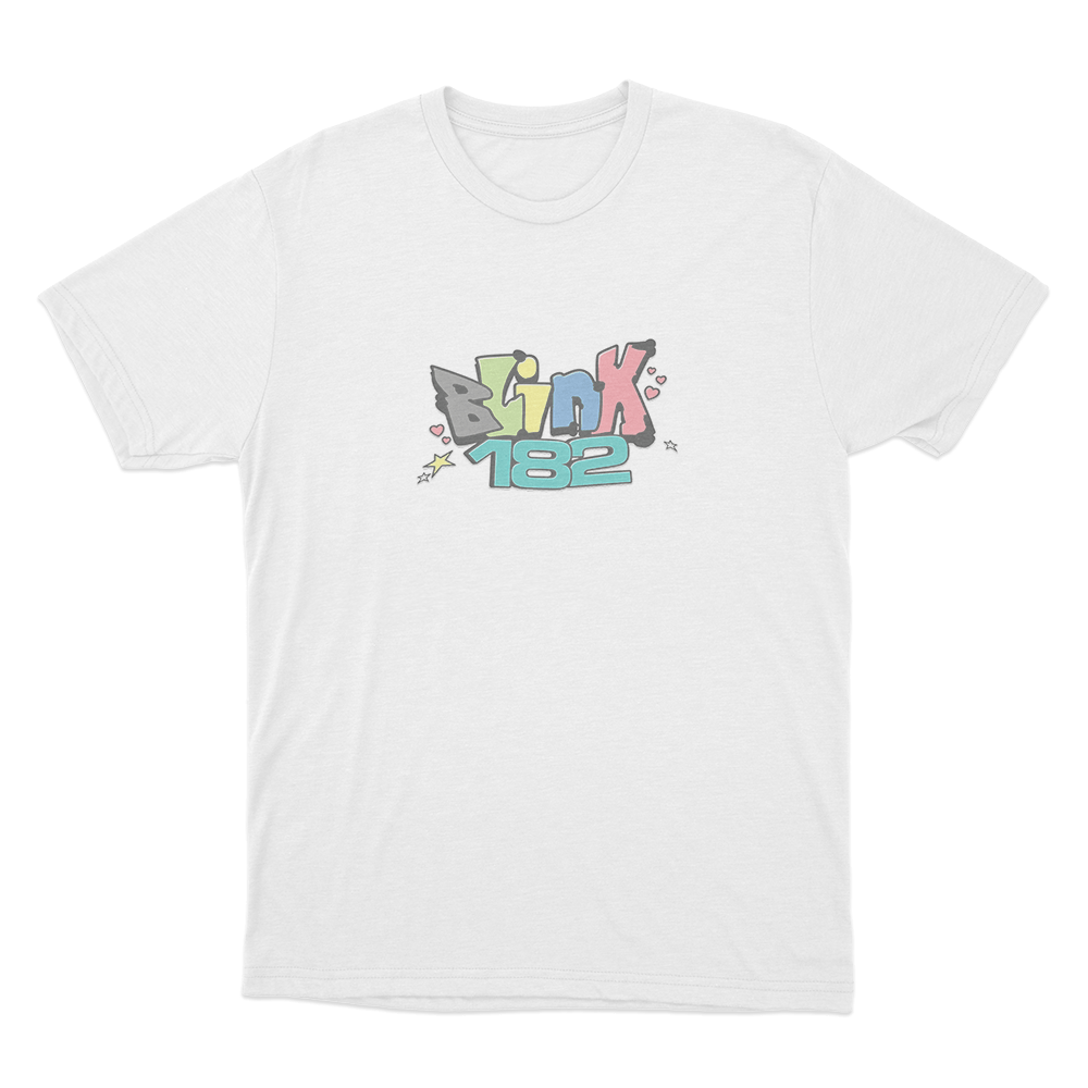Blink-182 Graffiti Logo Unisex T Shirt White Blink 182 Graffiti Logo Unisex T Shirt White