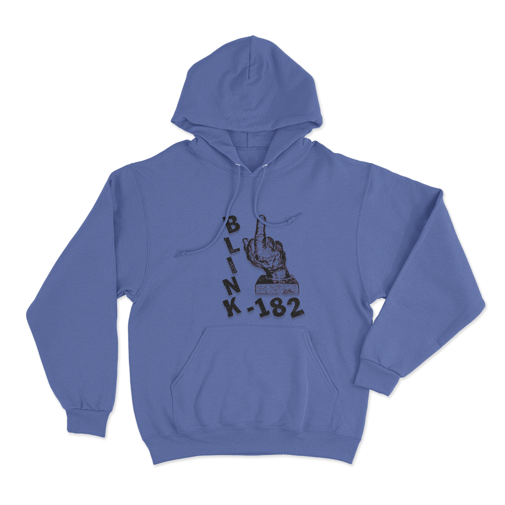 Blink-182 Middle Finger Unisex Hoodie Blue Blink 182 Middle Finger Unisex Hoodie Blue