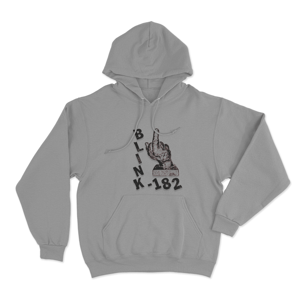 Blink-182 Middle Finger Unisex Hoodie Grey Blink 182 Middle Finger Unisex Hoodie Grey