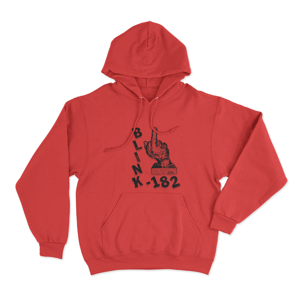 Blink-182 Middle Finger Unisex Hoodie Red Blink 182 Middle Finger Unisex Hoodie Red