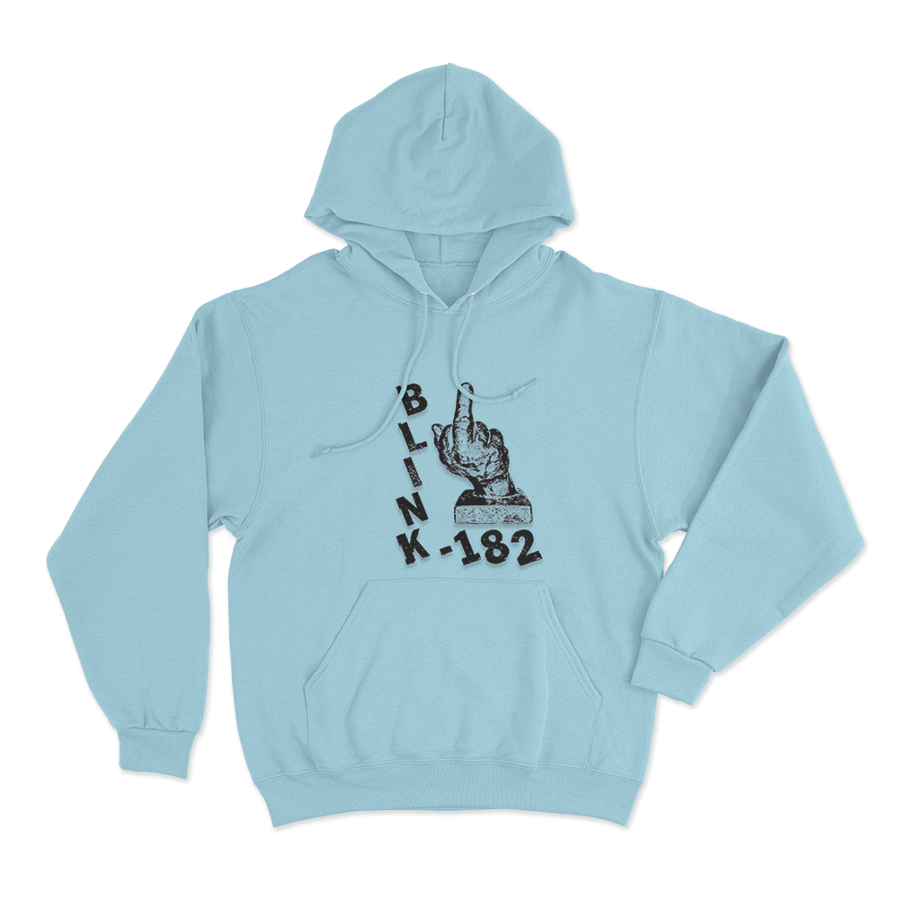 Blink-182 Middle Finger Unisex Hoodie Sky Blue Blink 182 Middle Finger Unisex Hoodie Sky Blue