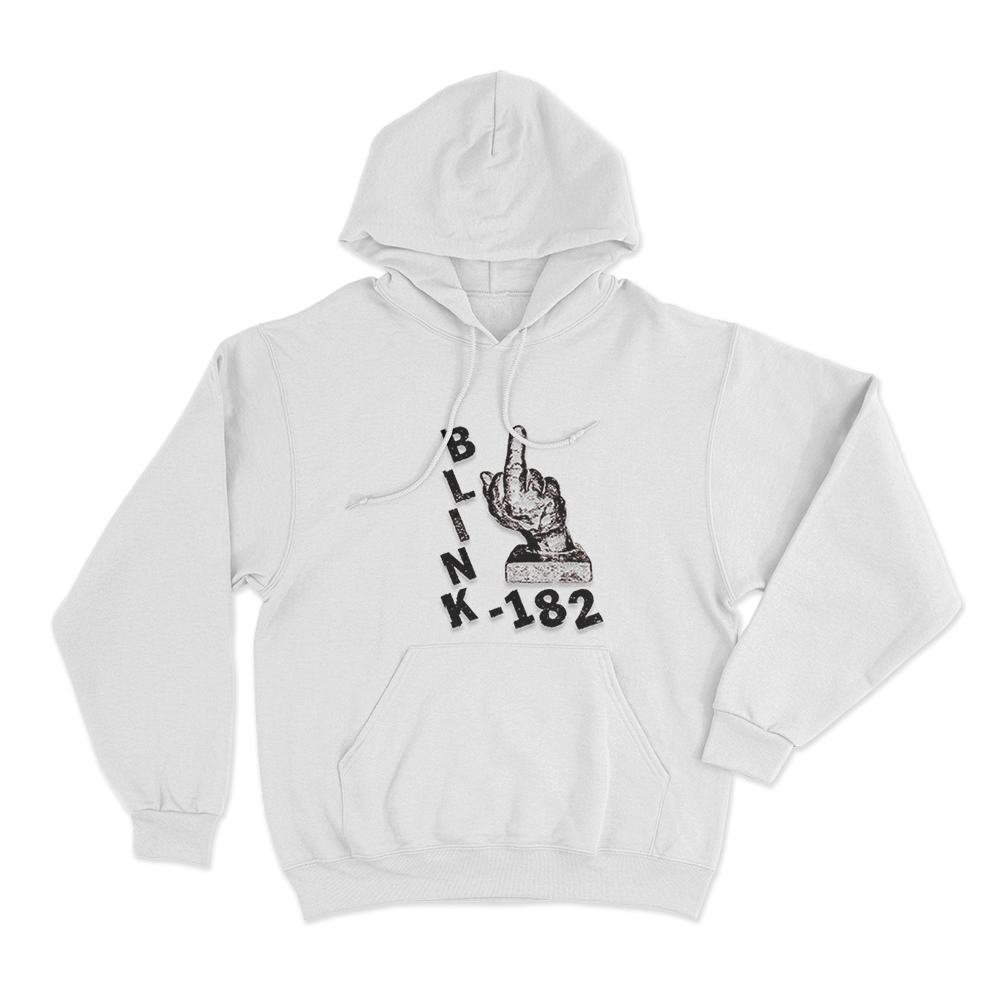 Blink-182 Middle Finger Unisex Hoodie White Blink 182 Middle Finger Unisex Hoodie White