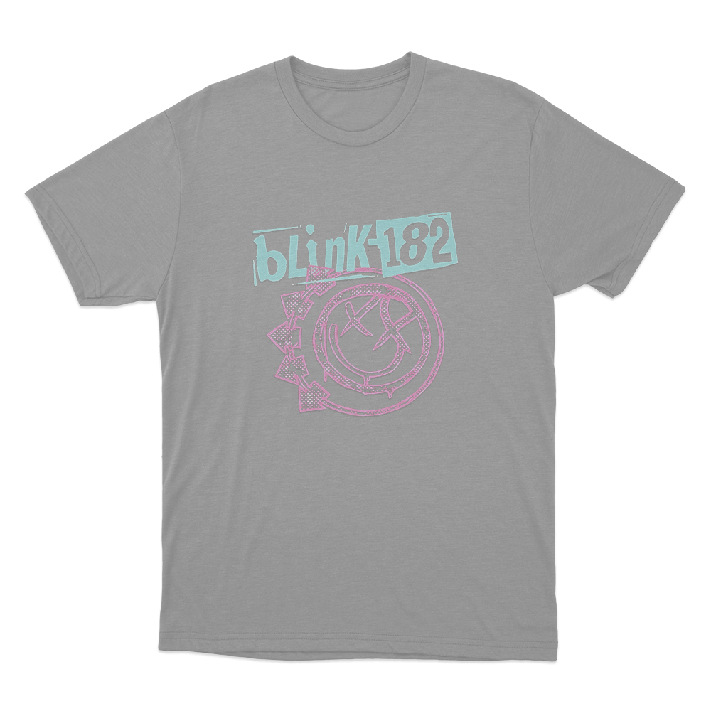 Blink-182 Smiley Unisex T Shirt Grey Blink 182 Smiley Unisex T Shirt Grey