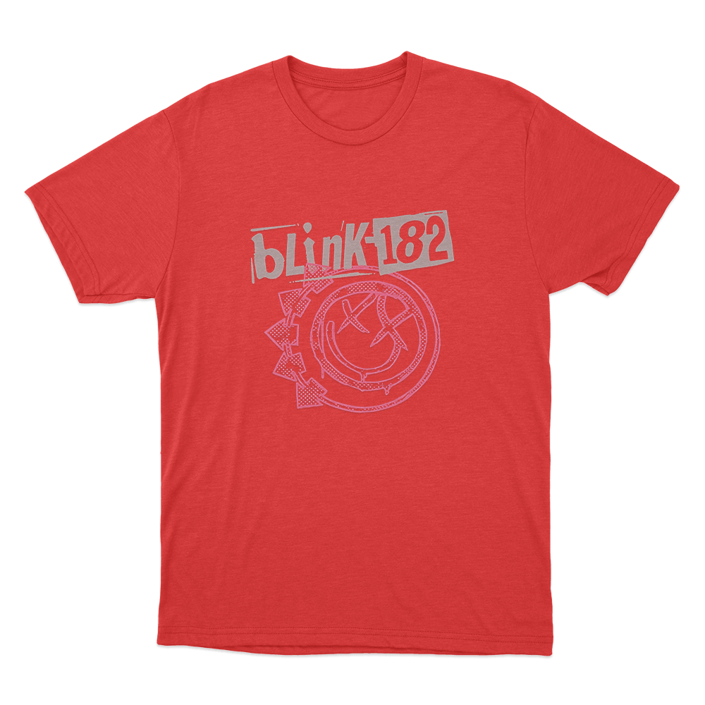 Blink-182 Smiley Unisex T Shirt Red Blink 182 Smiley Unisex T Shirt Red